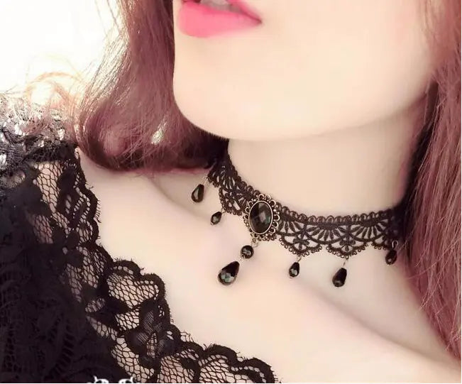 Gothic Black Lace Choker
