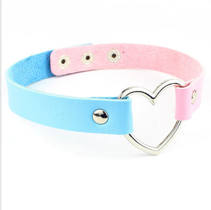 Leather Heart Choker