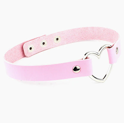 Leather Heart Choker