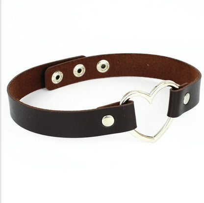 Leather Heart Choker
