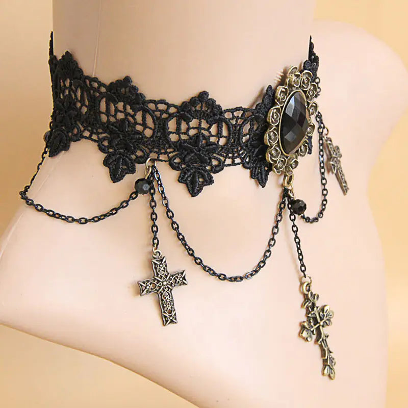 Gothic Black Lace Choker