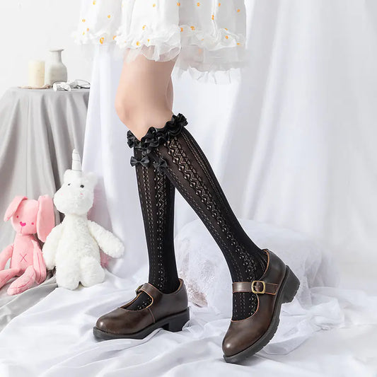Bow Knee High Lace Socks
