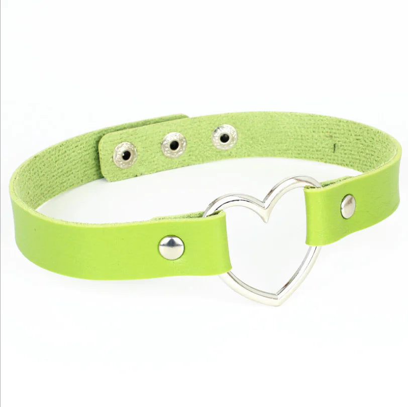 Leather Heart Choker