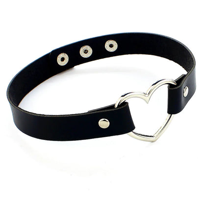 Leather Heart Choker