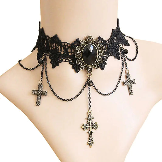 Gothic Black Lace Choker