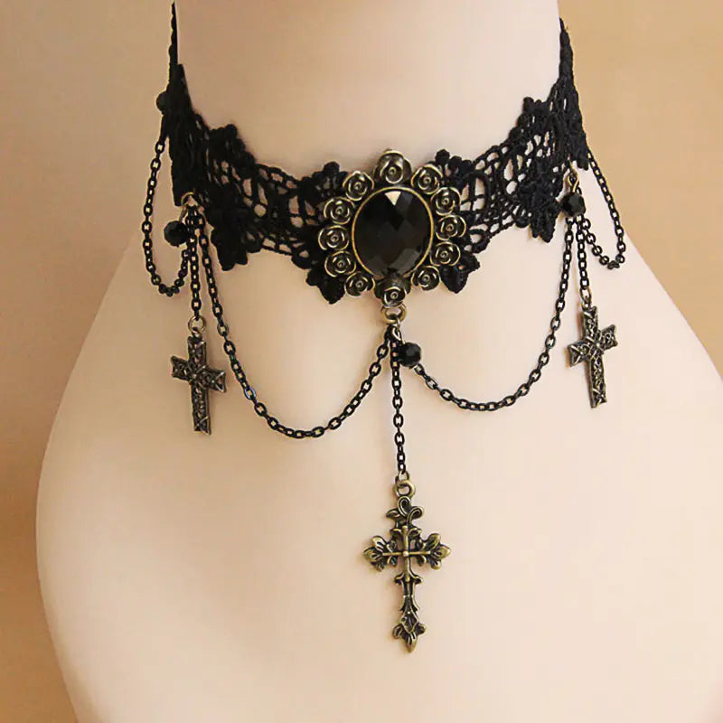 Gothic Black Lace Choker